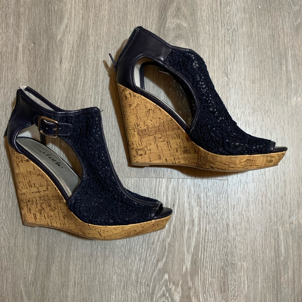 Navy Wedge Heels